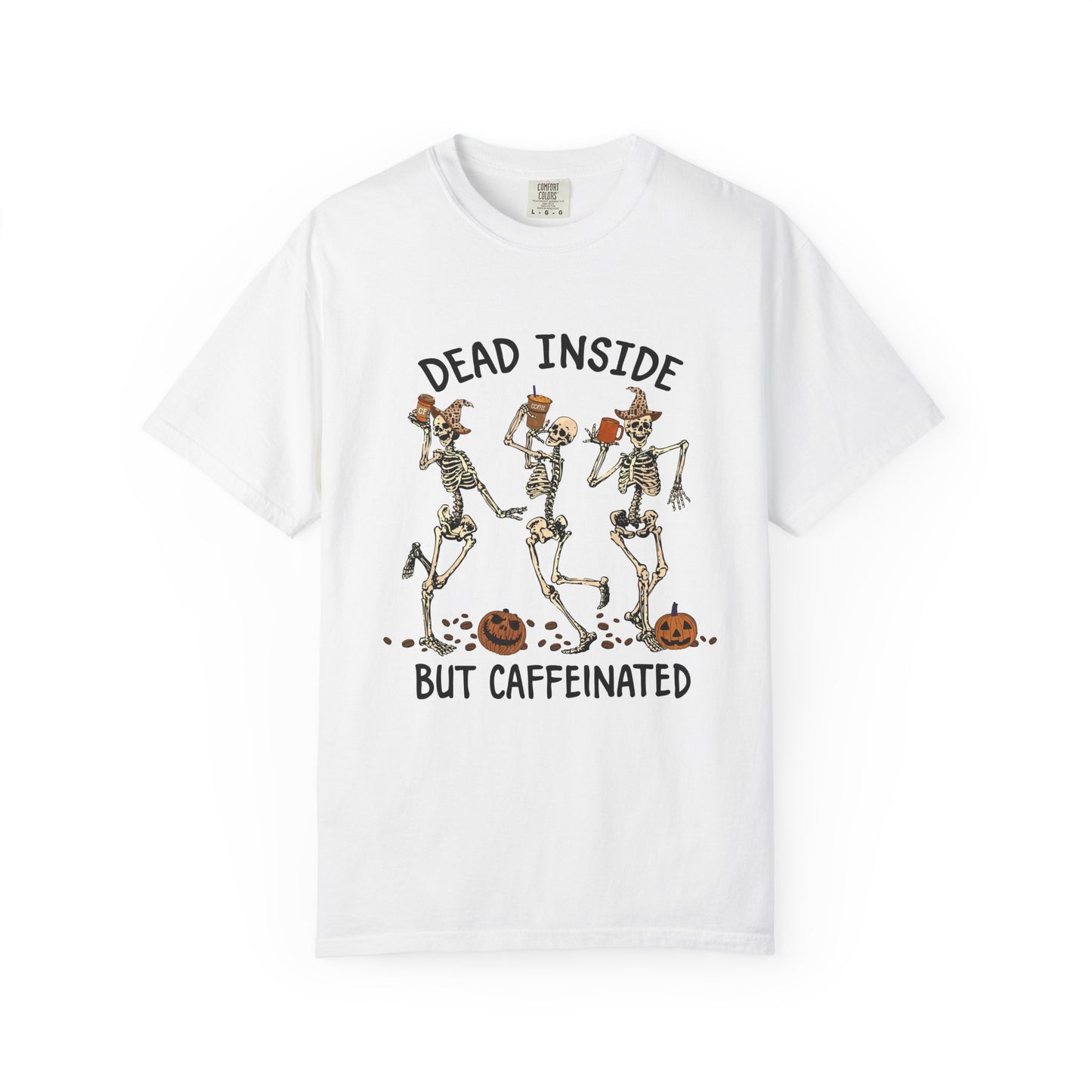 Caffeinated Skeleton Unisex T-Shirt for Halloween Fun, Cute Halloween Shirt, Skeleton Graphic Tee, Fall Outfit, Gifts for Coffee Lovers