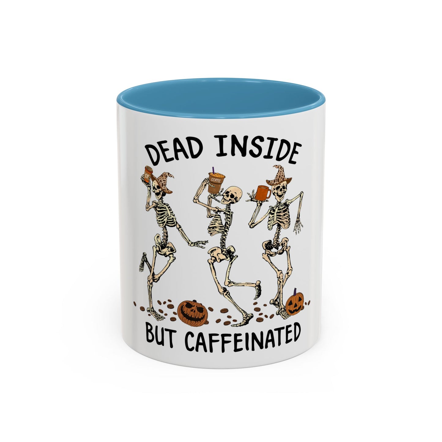 Caffeinated Skeleton Coffee Mug - Halloween Gift, Bone-Chilling Mug, Spooky Home Decor, Fun Coffee Cup, Dead Inside but Caffeinated