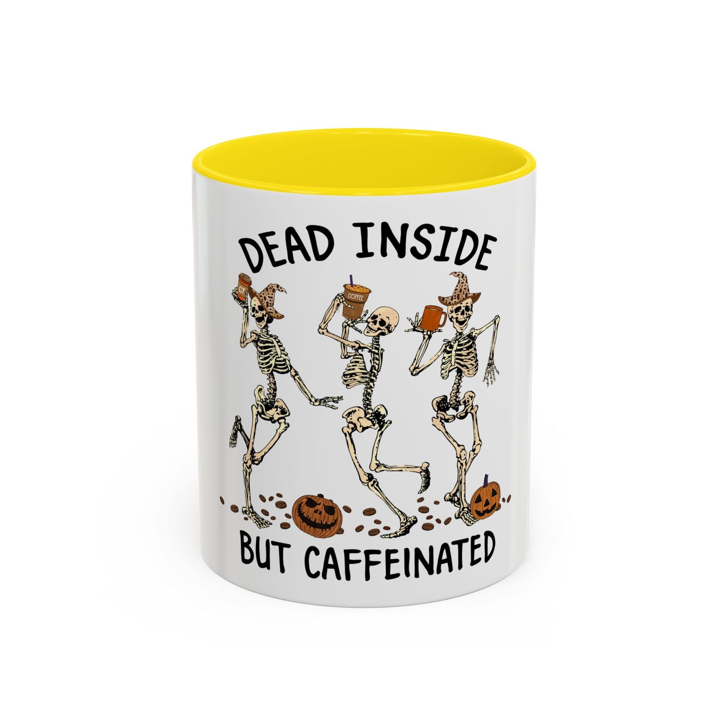 Caffeinated Skeleton Coffee Mug - Halloween Gift, Bone-Chilling Mug, Spooky Home Decor, Fun Coffee Cup, Dead Inside but Caffeinated