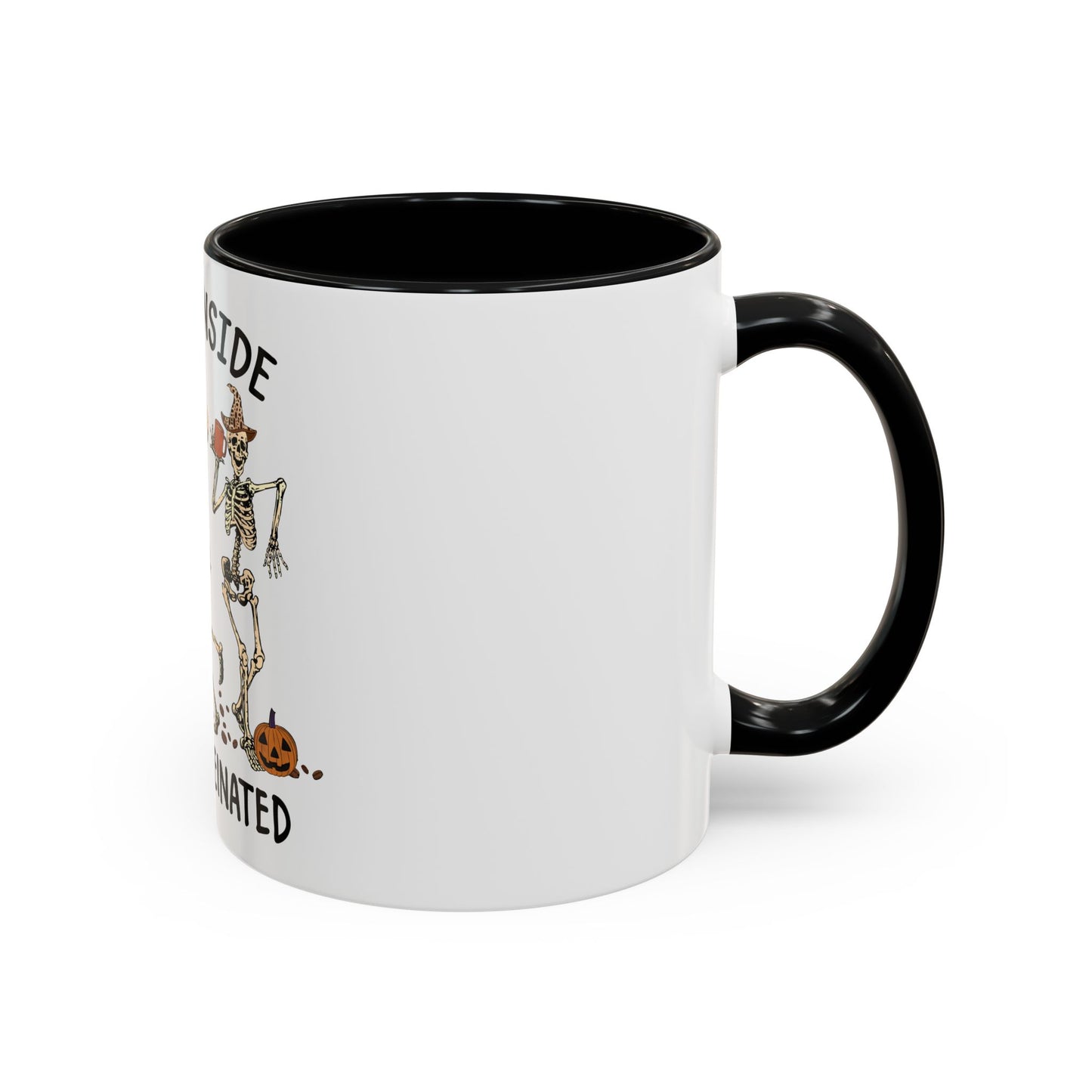 Caffeinated Skeleton Coffee Mug - Halloween Gift, Bone-Chilling Mug, Spooky Home Decor, Fun Coffee Cup, Dead Inside but Caffeinated