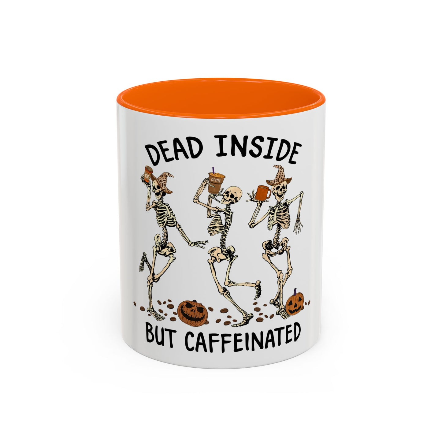Caffeinated Skeleton Coffee Mug - Halloween Gift, Bone-Chilling Mug, Spooky Home Decor, Fun Coffee Cup, Dead Inside but Caffeinated