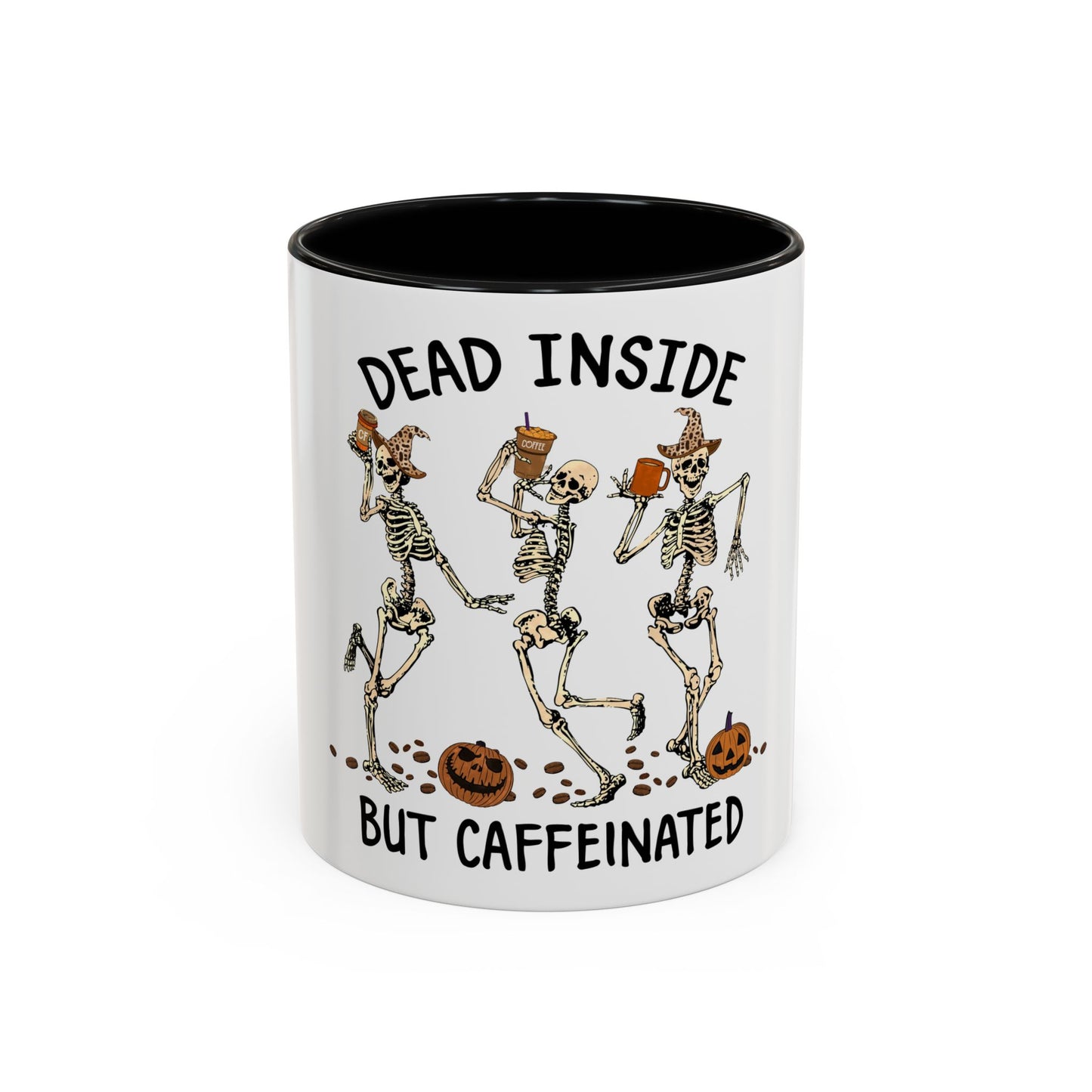 Caffeinated Skeleton Coffee Mug - Halloween Gift, Bone-Chilling Mug, Spooky Home Decor, Fun Coffee Cup, Dead Inside but Caffeinated