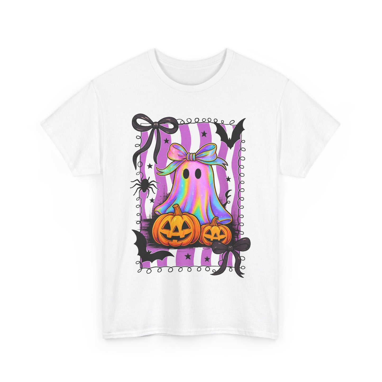 Halloween Ghost T-Shirt, Unisex Heavy Cotton Tee for Halloween, Spooky Season Shirt, Cute Ghost Graphic Tee, Pumpkin Tee, Halloween Apparel