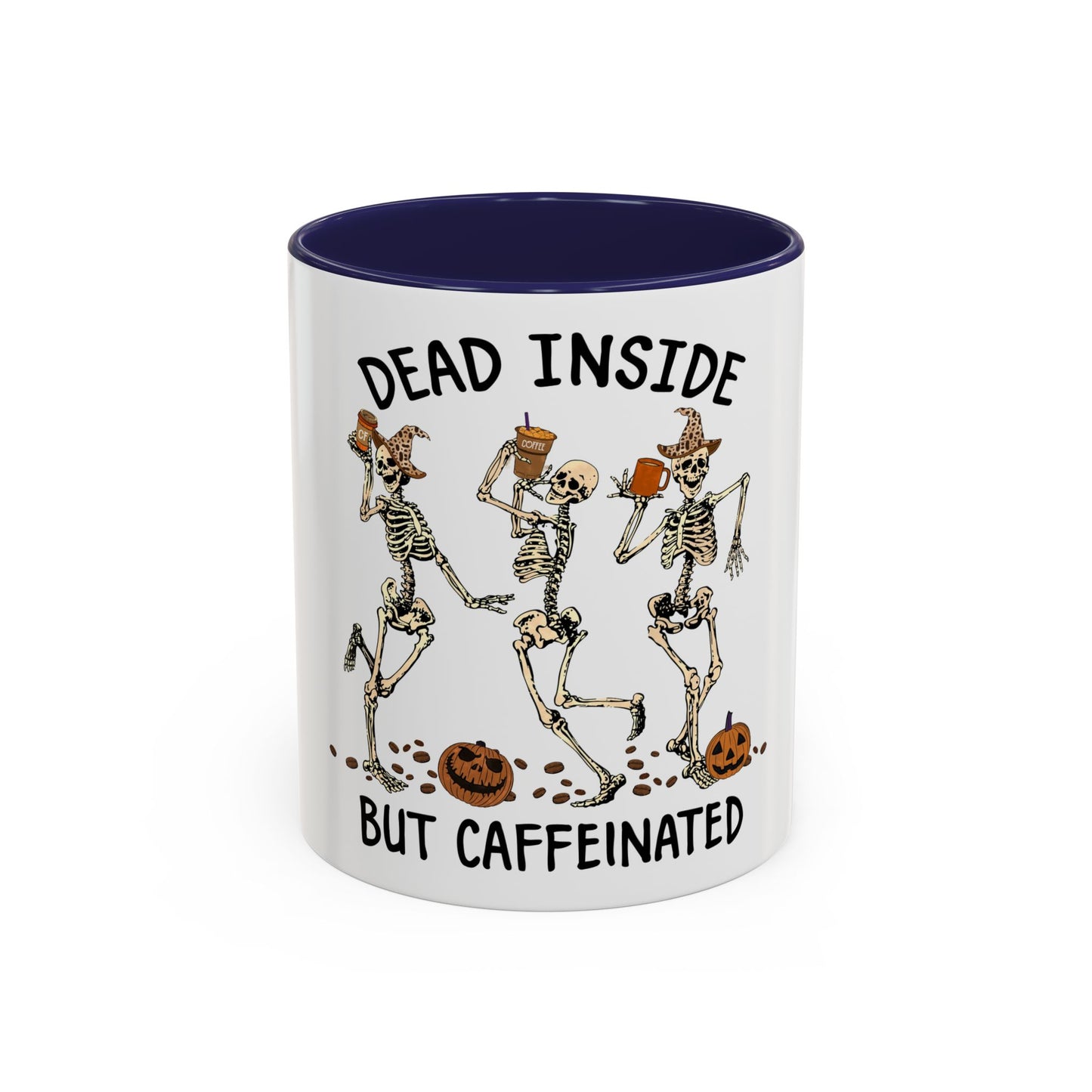 Caffeinated Skeleton Coffee Mug - Halloween Gift, Bone-Chilling Mug, Spooky Home Decor, Fun Coffee Cup, Dead Inside but Caffeinated