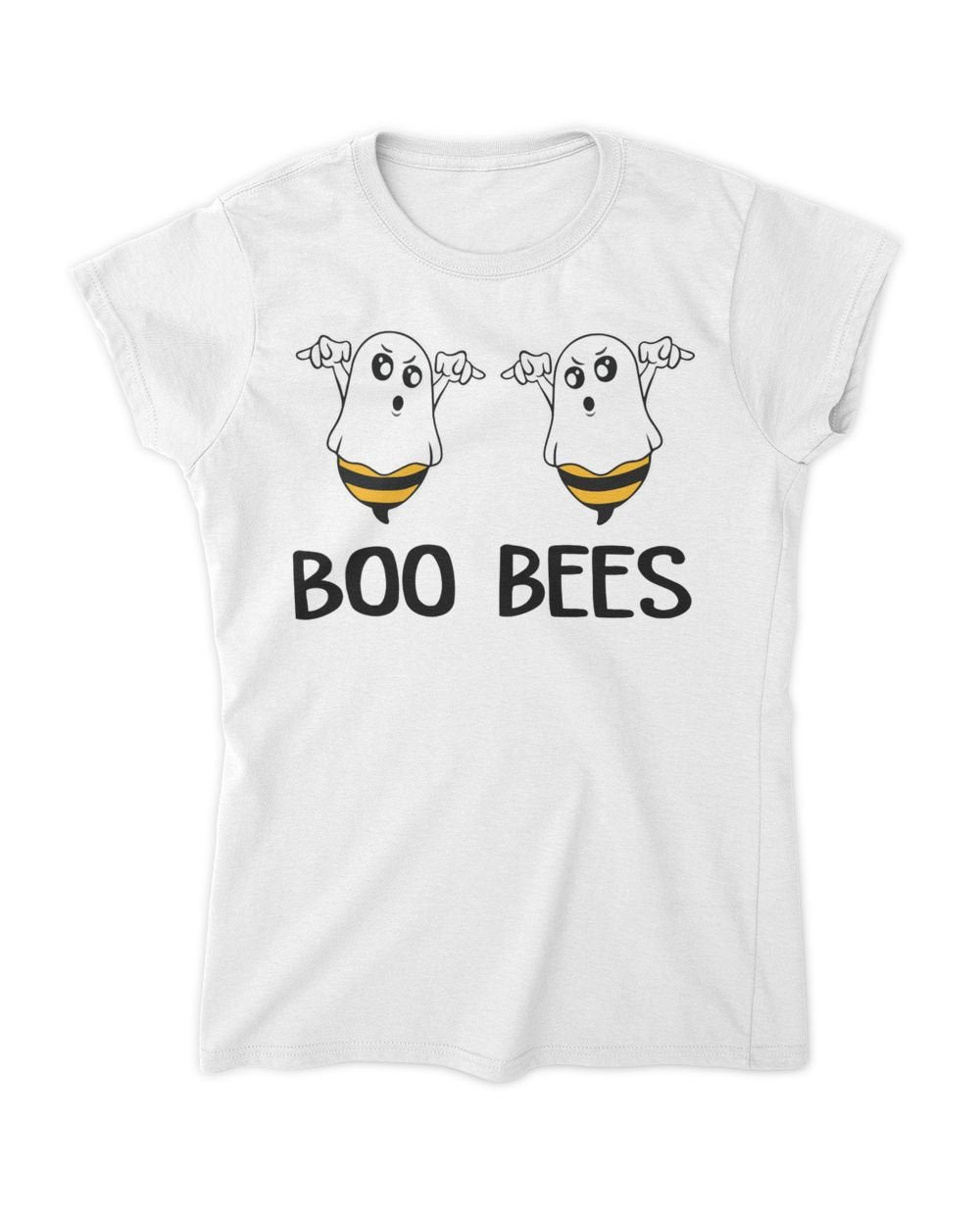 Spooky Ghost Boo Bees T-shirt Women's Soft Style Fitted T-Shirt