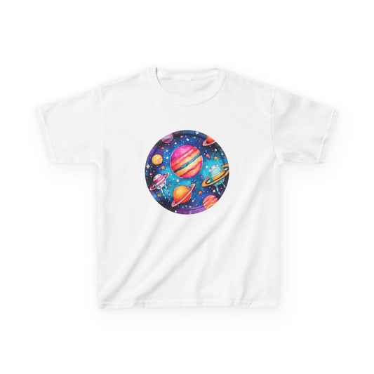 Cosmic Space Design Kids Tee, Bright Planet Graphic Shirt, Astronomy Gift, Celestial Wear, Birthday Party Outfit, Fun Science Tee