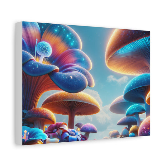 Vibrant Mushroom Canvas Art for Home Decor, Psychedelic Wall Art, Colorful Stretched Canvas, Fantasy Artwork, Gift for Nature Lovers