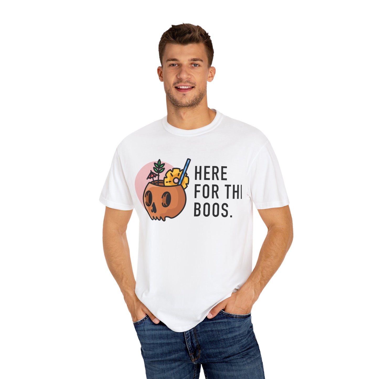 Halloween Skull T-Shirt, Unisex Tee for Fall, Trick or Treat Shirt, Funny Pumpkin Shirt, Here for the Boos Merchandise
