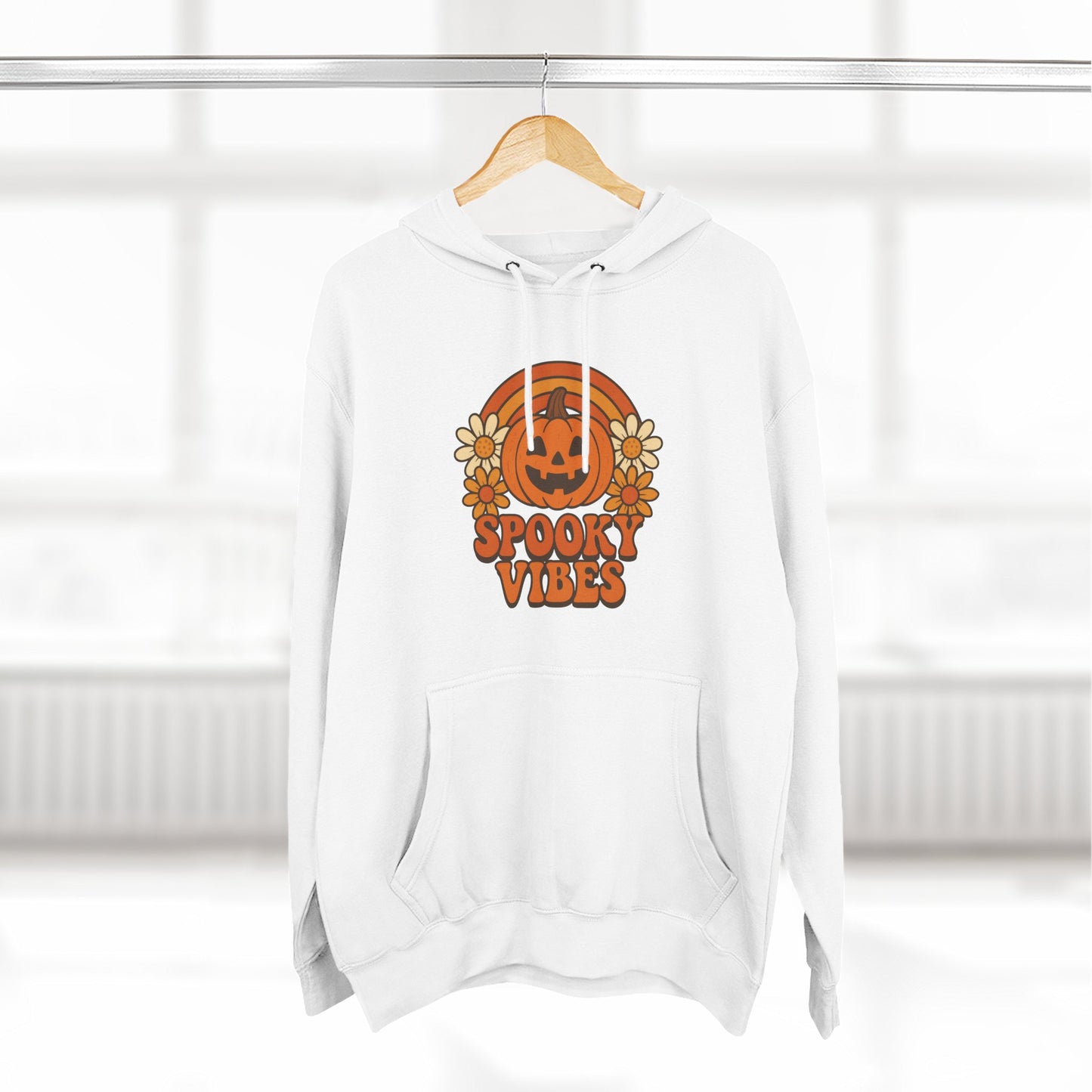 Spooky Vibes Fleece Hoodie - Autumn Apparel, Halloween Gift, Cozy Sweatshirt, Pumpkin Hoodie, Fall Fashion