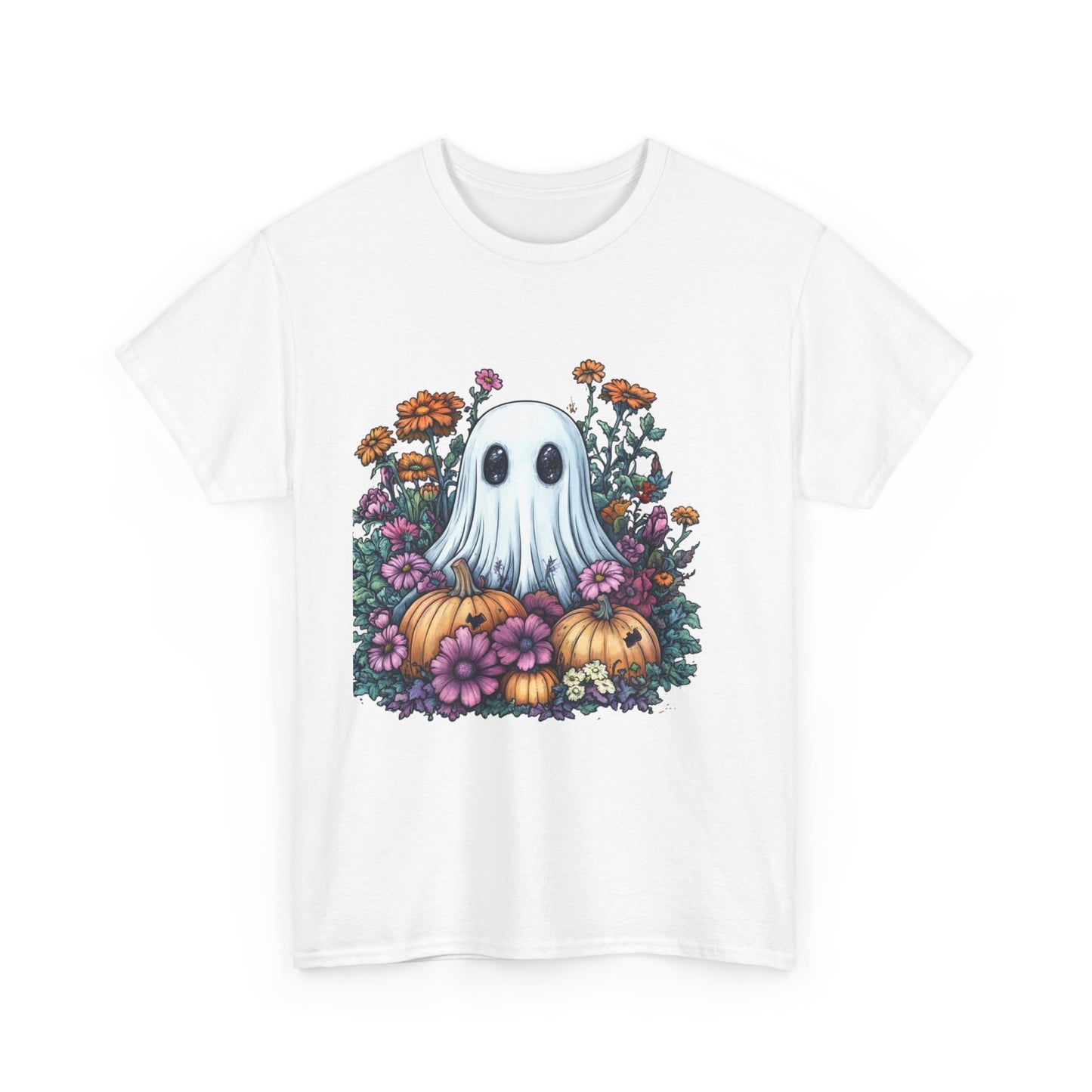 Vintage Ghost Garden Tee, Halloween Shirt, Unisex Cotton Tee, Fall Fashion, Spooky Seasonal Apparel, Ghost Lover Gift