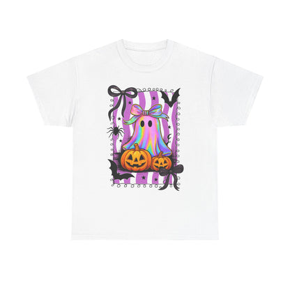 Halloween Ghost T-Shirt, Unisex Heavy Cotton Tee for Halloween, Spooky Season Shirt, Cute Ghost Graphic Tee, Pumpkin Tee, Halloween Apparel