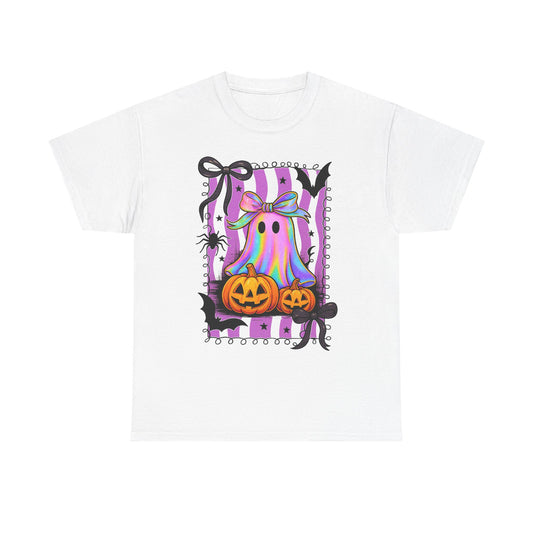 Halloween Ghost T-Shirt, Unisex Heavy Cotton Tee for Halloween, Spooky Season Shirt, Cute Ghost Graphic Tee, Pumpkin Tee, Halloween Apparel