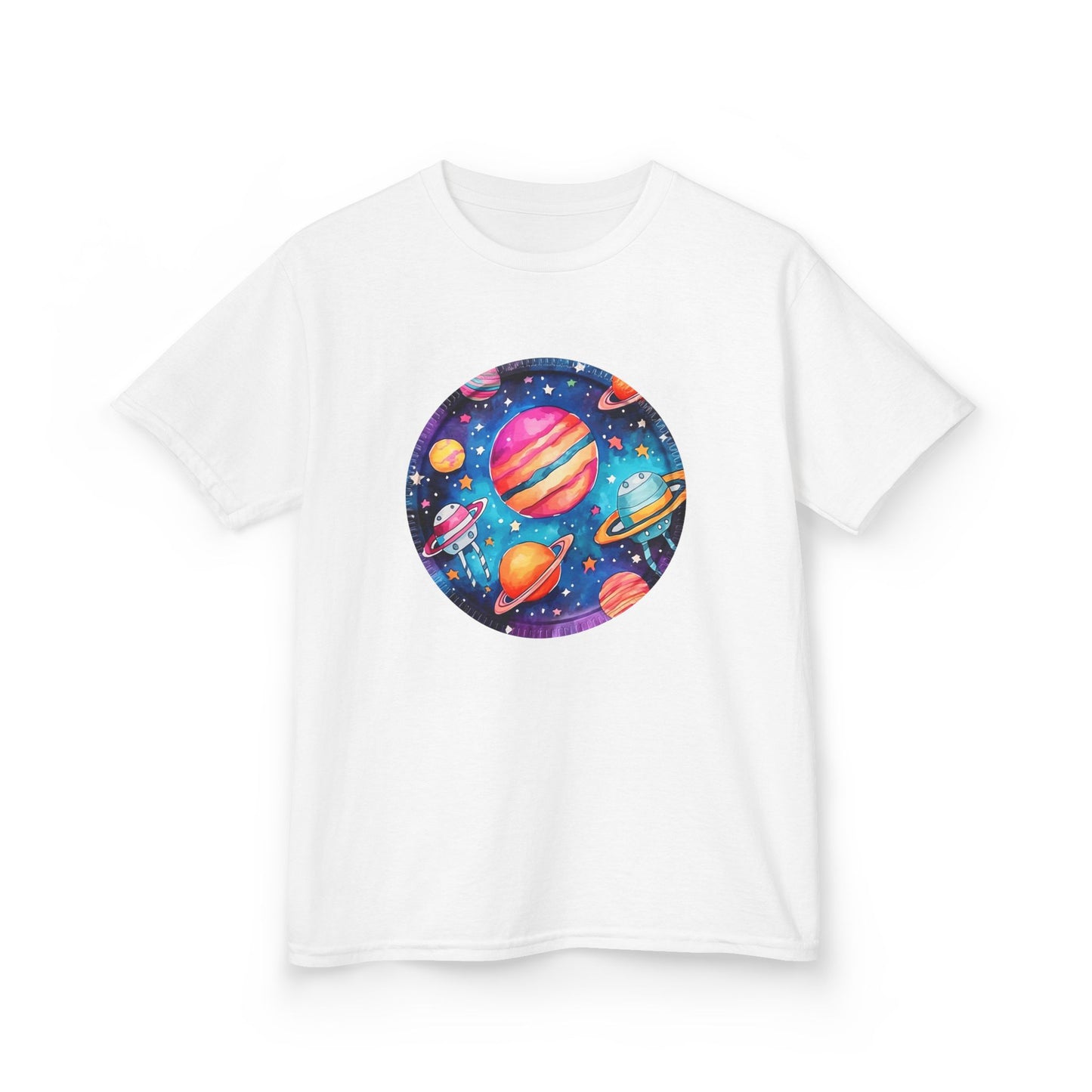 Cosmic Space Design Kids Tee, Bright Planet Graphic Shirt, Astronomy Gift, Celestial Wear, Birthday Party Outfit, Fun Science Tee