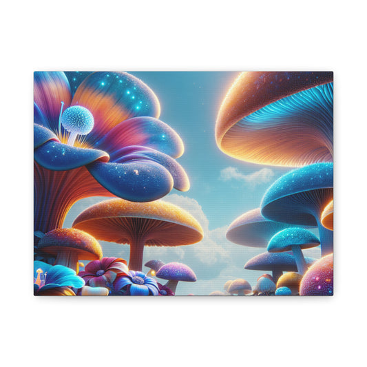 Vibrant Mushroom Canvas Art for Home Decor, Psychedelic Wall Art, Colorful Stretched Canvas, Fantasy Artwork, Gift for Nature Lovers