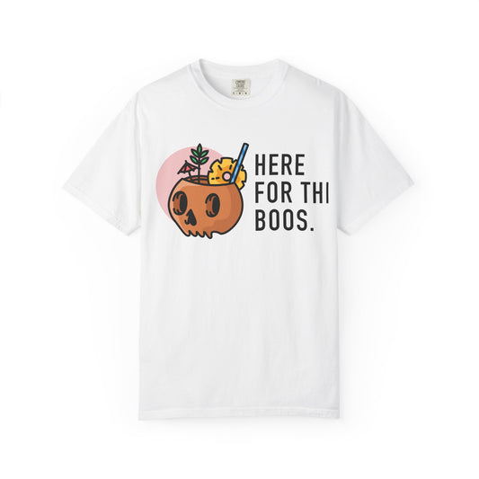 Halloween Skull T-Shirt, Unisex Tee for Fall, Trick or Treat Shirt, Funny Pumpkin Shirt, Here for the Boos Merchandise