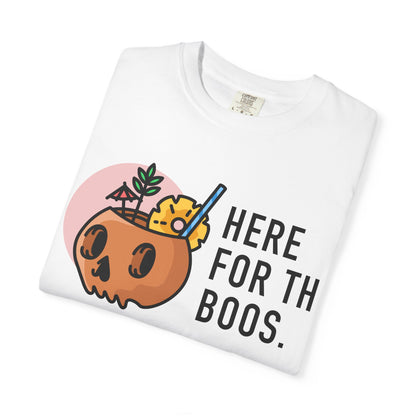 Halloween Skull T-Shirt, Unisex Tee for Fall, Trick or Treat Shirt, Funny Pumpkin Shirt, Here for the Boos Merchandise