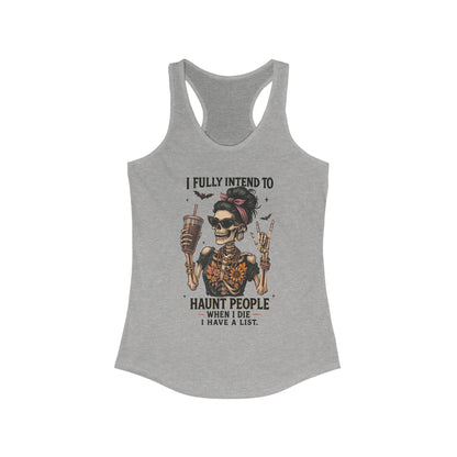Halloween Skeleton Tank Top, I Fully Intend to Haunt People, Spooky Apparel, Summer Party Shirt, Gift for Halloween Lovers