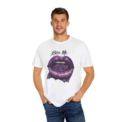 Unisex Graphic Tee - Bite Me, Creative Gift for Halloween, Trendy Fashion, Unique Graphic Shirt, Everyday Wear, Statement Piece