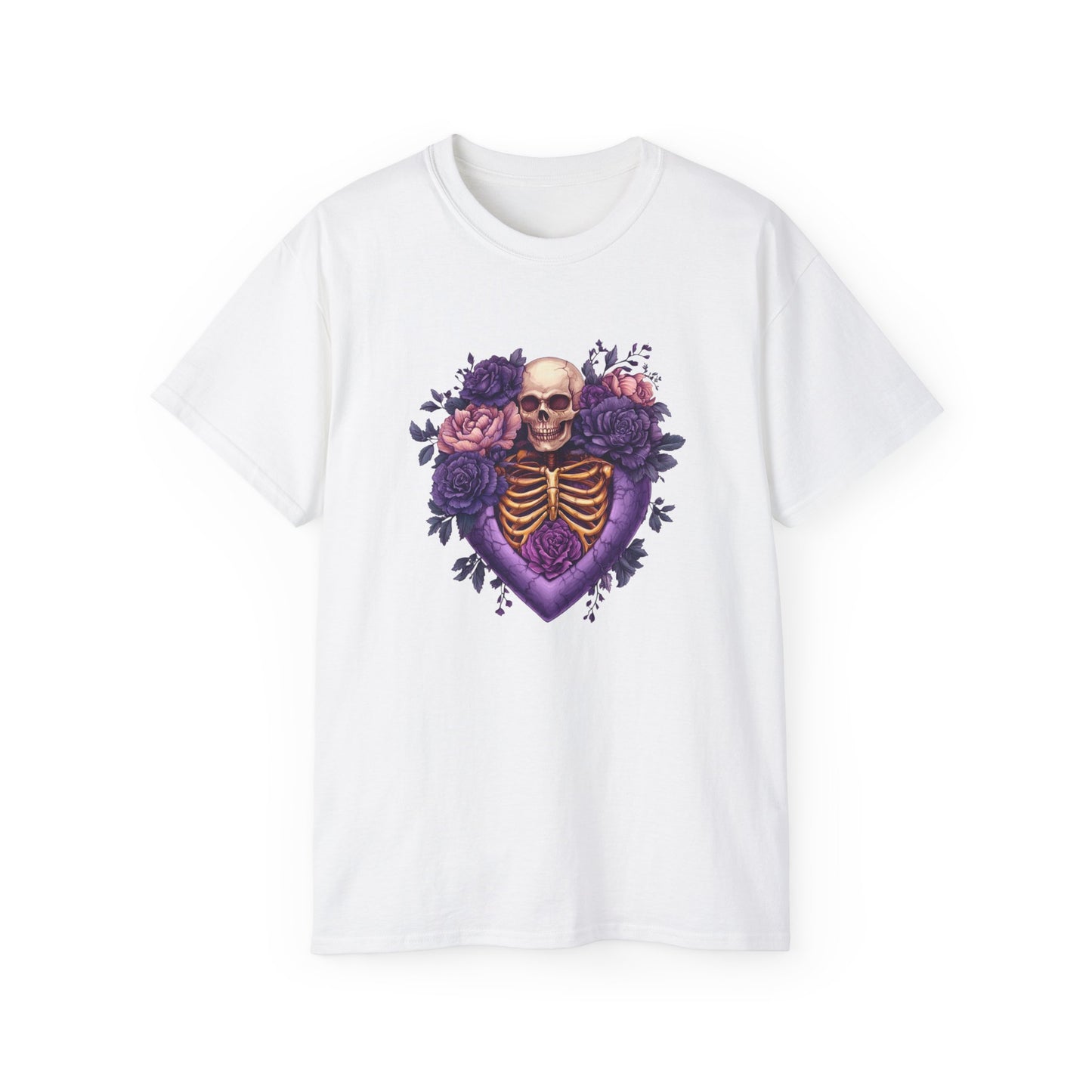 Skull Heart T-Shirt, Gothic Aesthetic Tee, Fall Fashion Top, Halloween Costume Shirt, Gift for Spooky Lovers, Trendy Graphic Tee