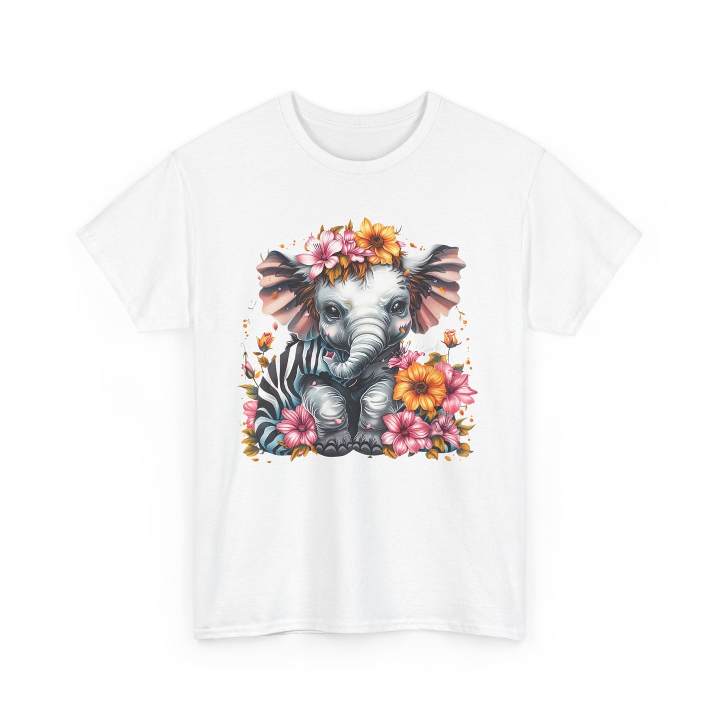 Whimsical Elephant Floral Tee, Cute Animal Tee, Nature Lover Gift, Kids Birthday Shirt, Fun Casual Wear, Unique Graphic T-Shirt