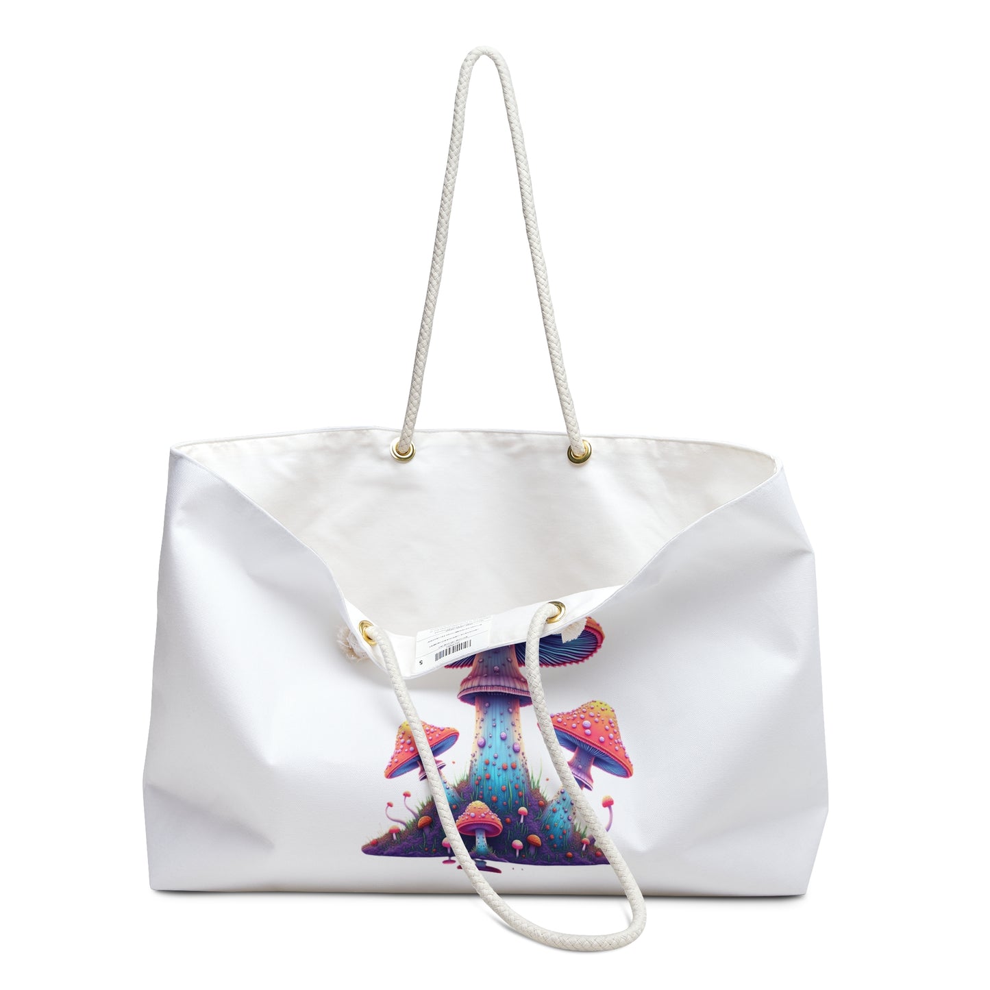 Colorful Mushroom Weekender Bag, Travel Tote, Beach Bag, Weekend Getaway Bag, Eco-Friendly Shopping Bag