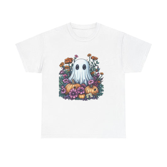 Vintage Ghost Garden Tee, Halloween Shirt, Unisex Cotton Tee, Fall Fashion, Spooky Seasonal Apparel, Ghost Lover Gift