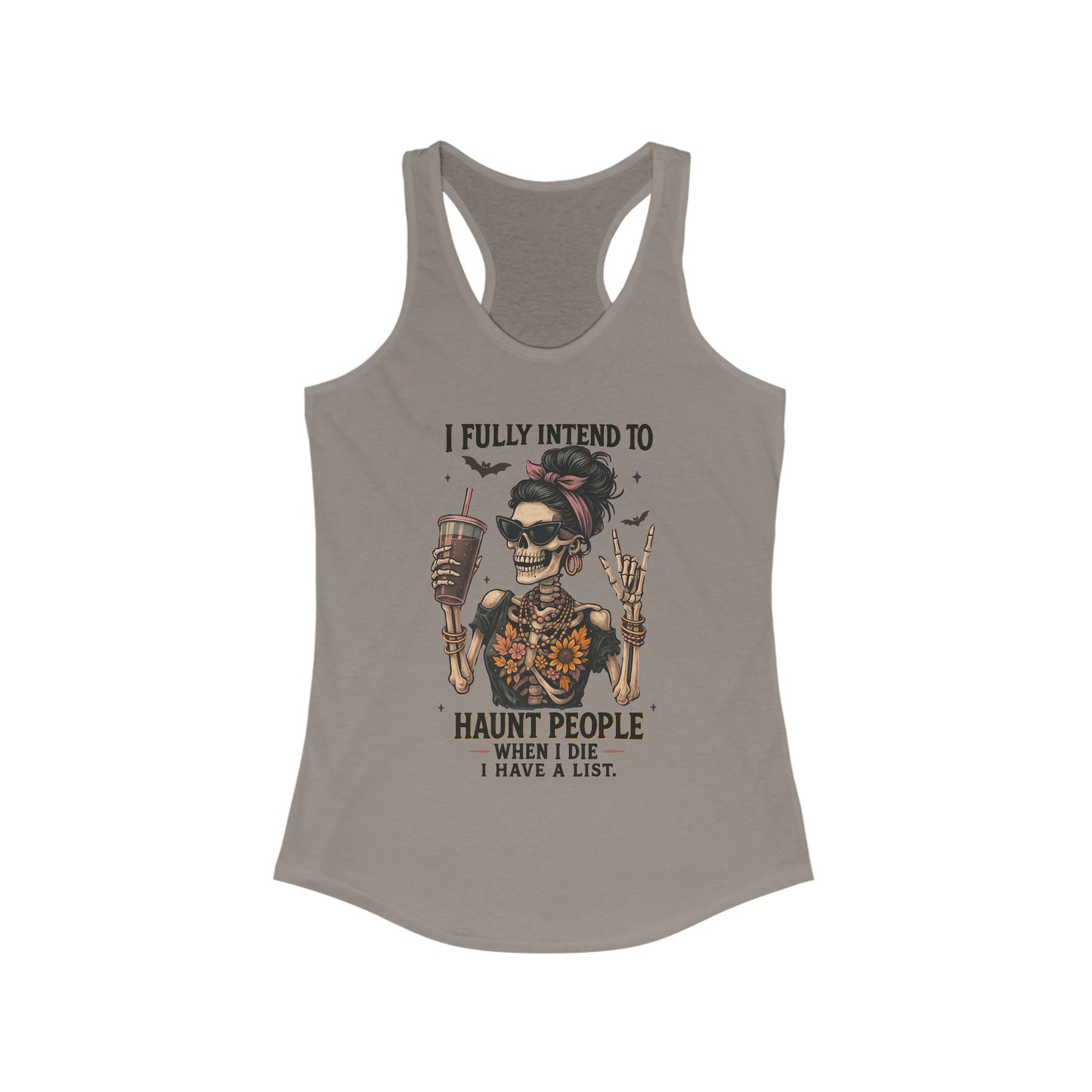 Halloween Skeleton Tank Top, I Fully Intend to Haunt People, Spooky Apparel, Summer Party Shirt, Gift for Halloween Lovers