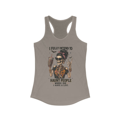 Halloween Skeleton Tank Top, I Fully Intend to Haunt People, Spooky Apparel, Summer Party Shirt, Gift for Halloween Lovers