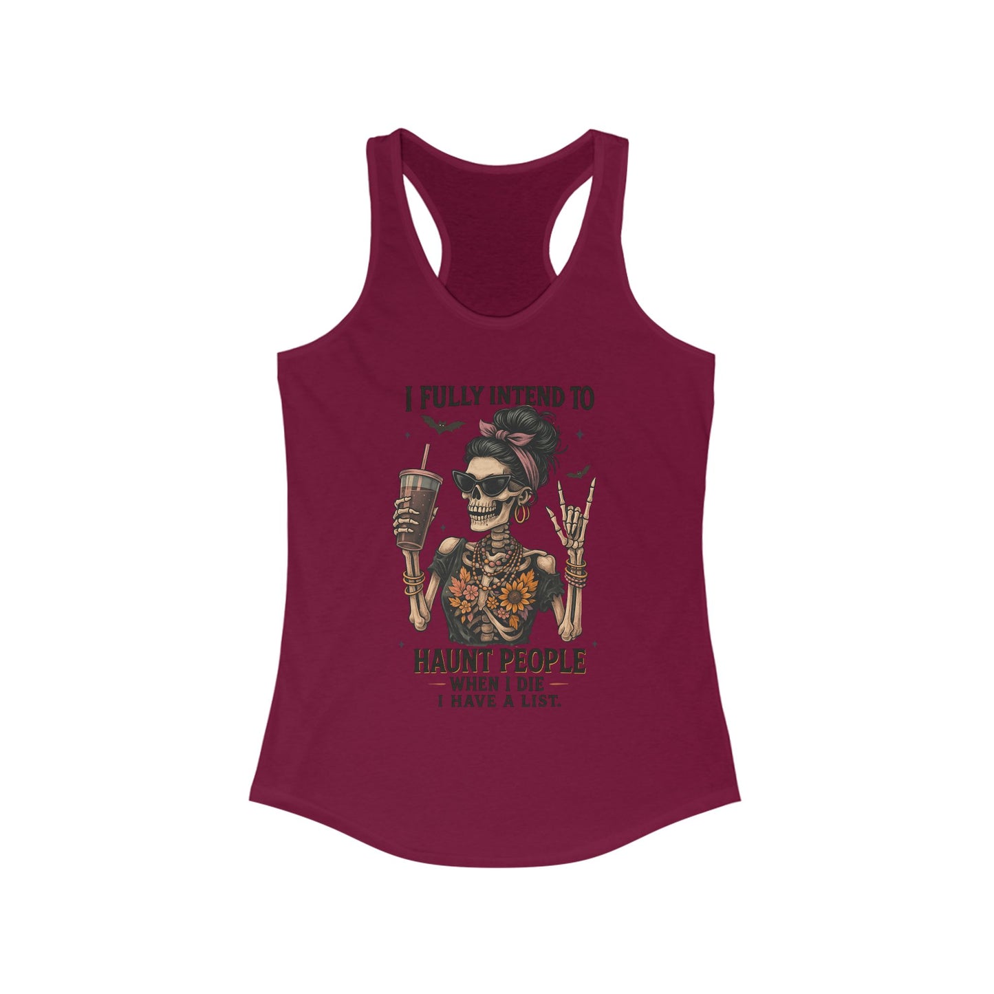 Halloween Skeleton Tank Top, I Fully Intend to Haunt People, Spooky Apparel, Summer Party Shirt, Gift for Halloween Lovers