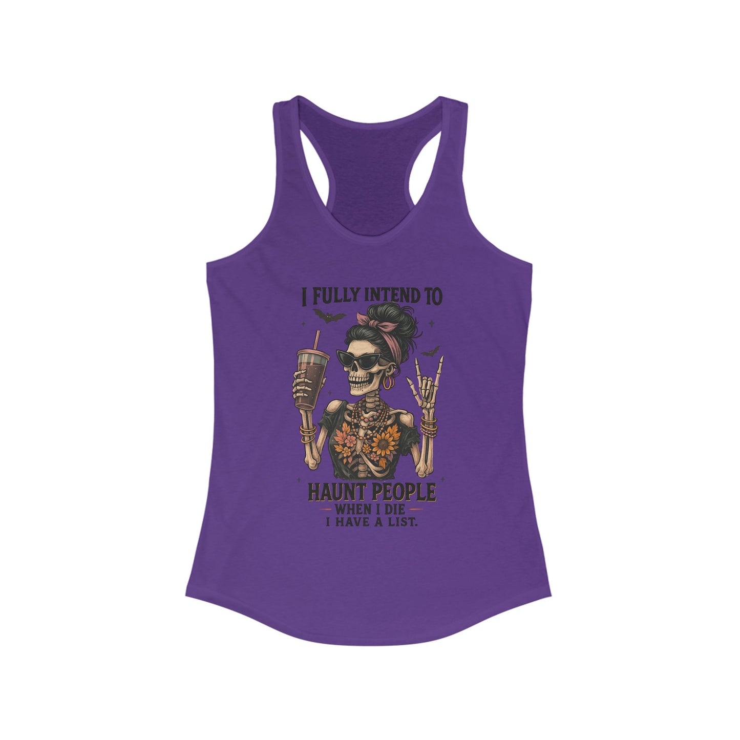 Halloween Skeleton Tank Top, I Fully Intend to Haunt People, Spooky Apparel, Summer Party Shirt, Gift for Halloween Lovers