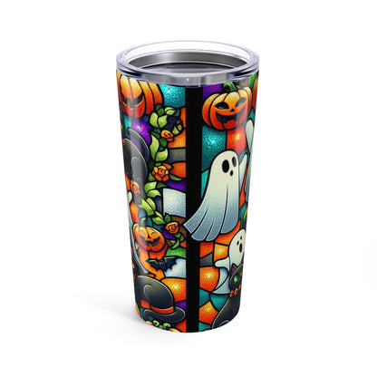 Halloween Stained Glass Tumbler, 20oz Travel Mug, Spooky Drinkware for Fall, Perfect for Halloween Parties, Gift for Her