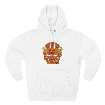 Spooky Vibes Fleece Hoodie - Autumn Apparel, Halloween Gift, Cozy Sweatshirt, Pumpkin Hoodie, Fall Fashion