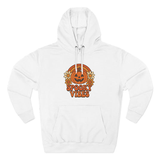 Spooky Vibes Fleece Hoodie - Autumn Apparel, Halloween Gift, Cozy Sweatshirt, Pumpkin Hoodie, Fall Fashion