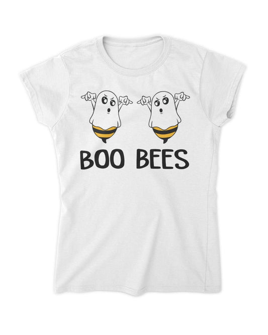 Spooky Ghost Boo Bees T-shirt Women's Soft Style Fitted T-Shirt