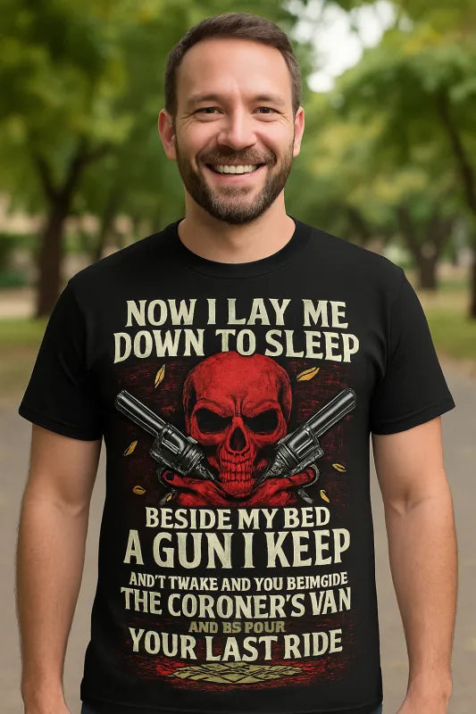 Now I Lay Me Down To Sleep Skull with Dual Revolvers - Unisex Standard T-Shirt
