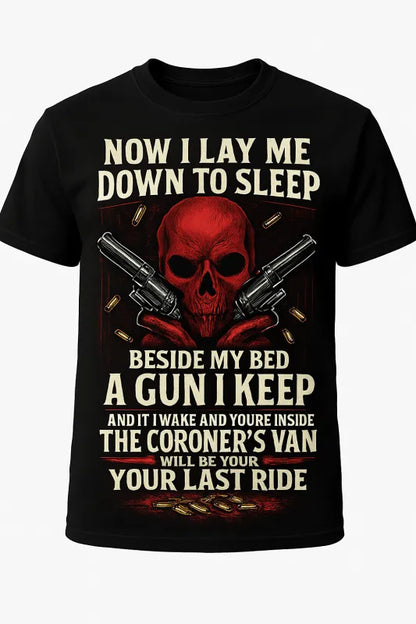 Now I Lay Me Down To Sleep Skull with Dual Revolvers - Unisex Standard T-Shirt